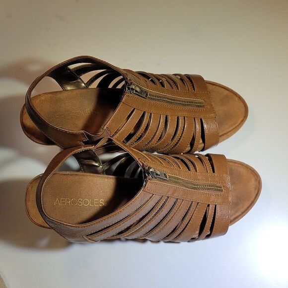 AEROSOLES WEDGE STYLE OPEN TOE ANKLE STRAP SANDAL - Picture 4 of 16